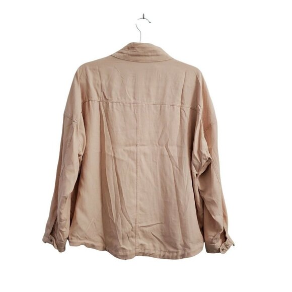 Zara Jacket Womens Small Blush Pink Zip Snap Front Drawstring‎ Hem Mock Neck - Picture 2 of 10